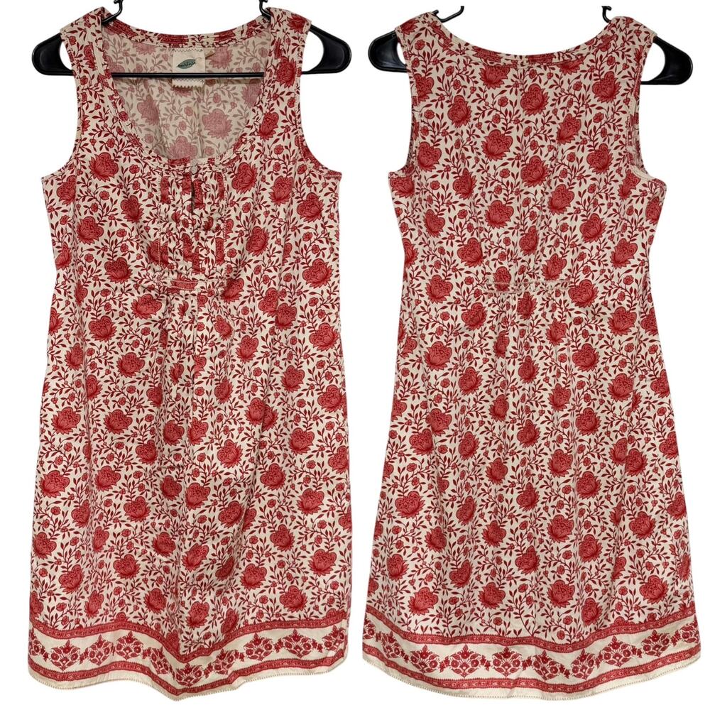 NURTURE Vintage Inspired Floral Dress Red Cream Sleeveless Knee Length Size M